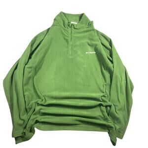 Columbia Men's XXL Pullover Sweater Quarter Zip Fleece Polyester Green Solid